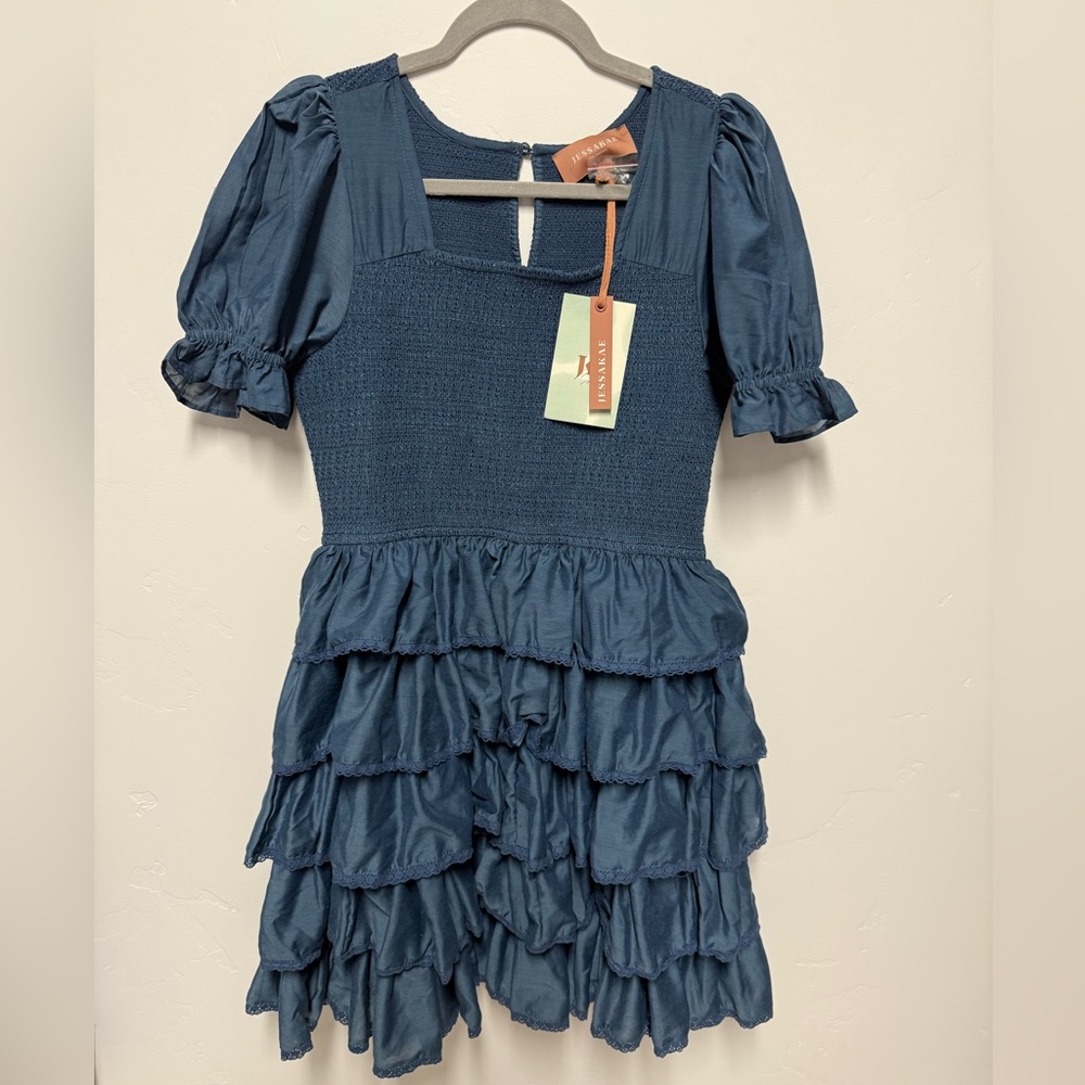 JessaKae Navy Ruffled Dress
